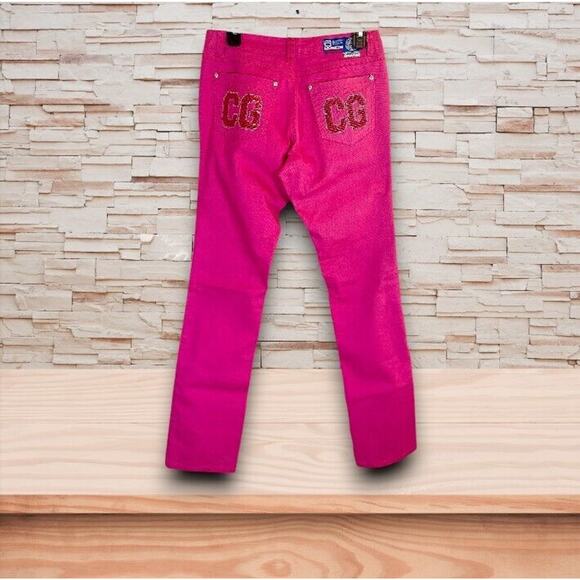 COOGI Denim - COOGI Skinny Jeans Bright Pink SZ 28 w/32" Inseam Sequin Pockets Rhinestones